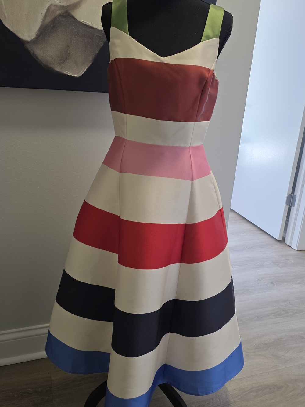 Kate Spade Multicolor Striped Fit & Flare Dress - Ivory, Red, Pink, Blue